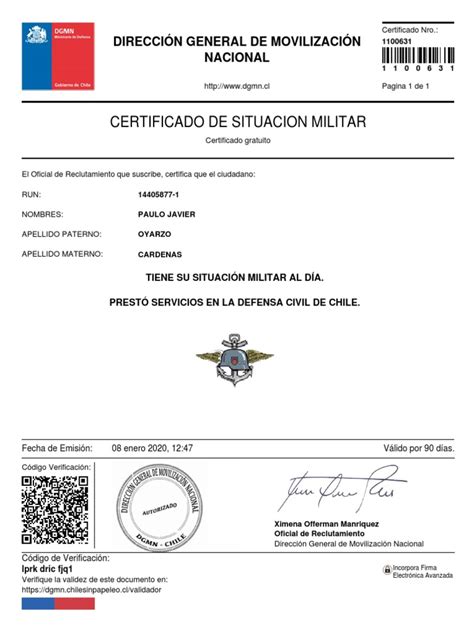 certificado de situación militar al día chile